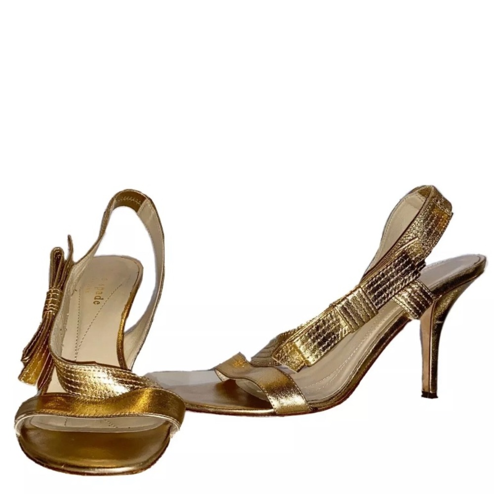 Gold Kate Spade Bow Slingback Sandals Size 7.5